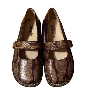 ALEGRIA "Paloma" Mary Jane, Leather, Brown, Snakeskin/Embossed, 6-6.5 USA/36 EU